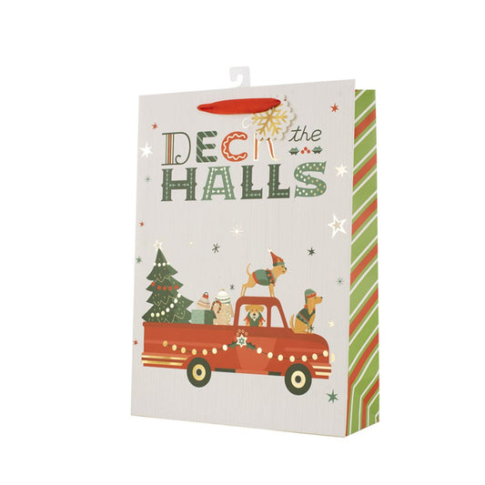 XL Deck The Halls Gift Bag 30x42x12cm