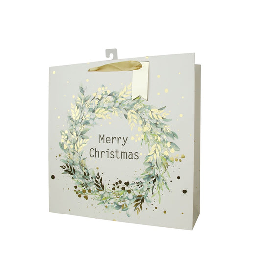 XL Sq Wreath Gift Bag 35x35x10cm