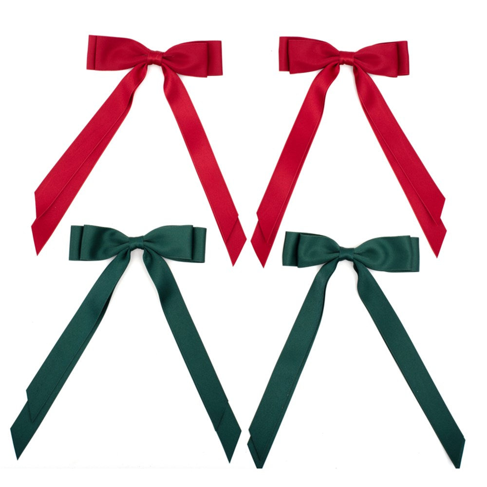 2A 2Pk 15x25cm Red & Emerald Satin Ribbon Bows