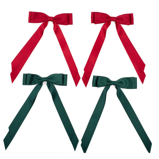 2A 2Pk 15x25cm Red & Emerald Satin Ribbon Bows