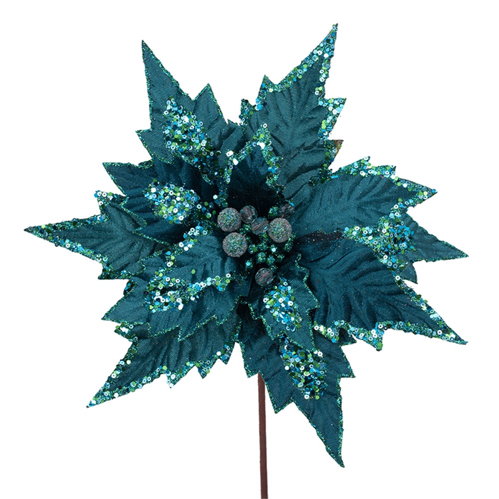 Azure Poinsettia Stem 27cm