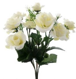 Mini Rose Bunch 32cm Cream