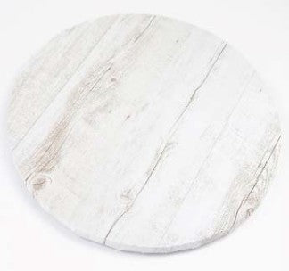 Mondo Cake Board Round White Wood Grain 8in/20cm