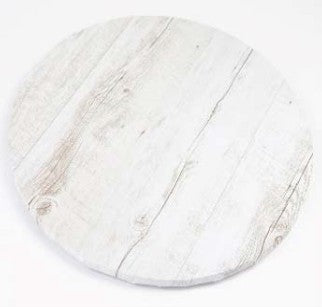 Mondo Cake Board Round White Wood Grain 10in/25cm