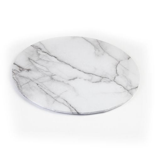 Mondo Cake Board Round White Marble 12in/30cm