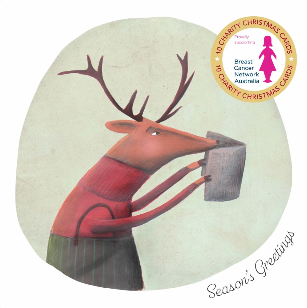 Christmas Card 10pk Wallet - Breast Cancer Network Australia -Reindeer