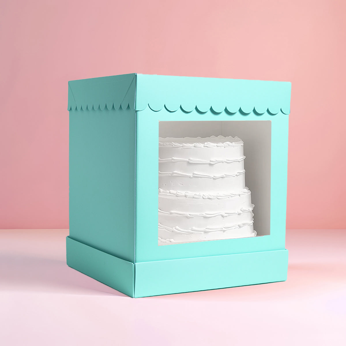 10 X 10 X 12 Tall Scalloped Cake Box - Pastel Blue