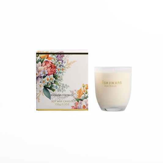 Candle Jar Soy 150g Cotton Flower White