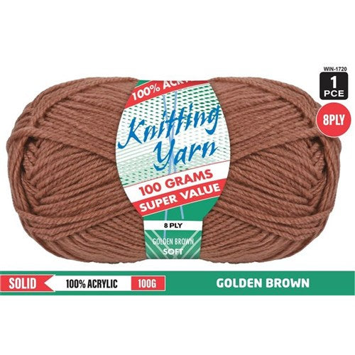Knitting Yarn 8ply 100g Goldbrown
