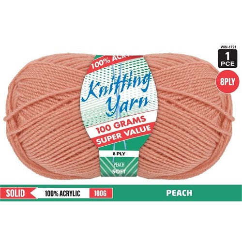 Knitting Yarn 8ply 100g Peach