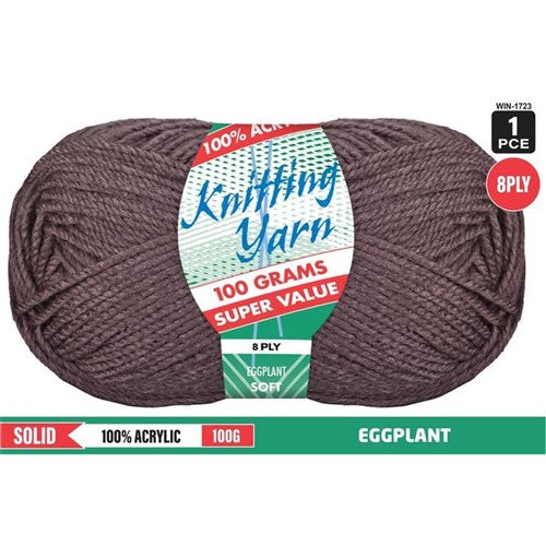 Knitting Yarn 8ply 100g Eggplant