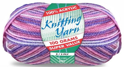 Knitting Yarn 8ply 100g Pink Purple