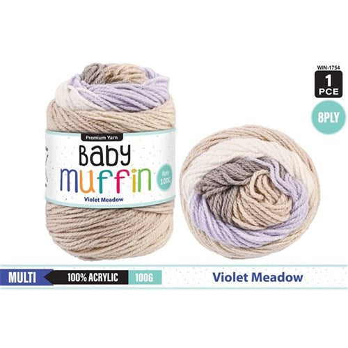 Baby Muffin Yarn 8ply 100g Violet Meadow