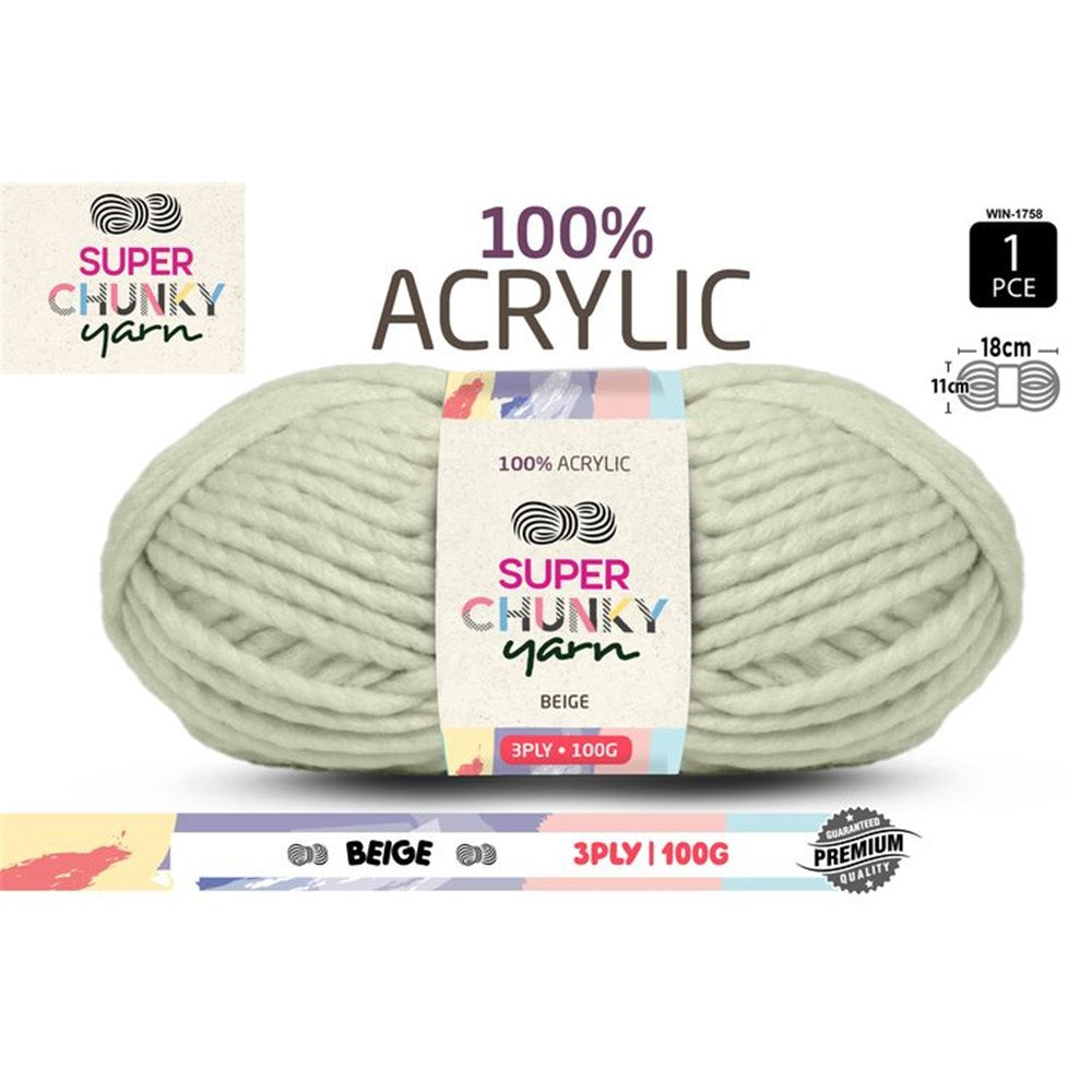 Super Chunky Knitting Yarn 100g Beige