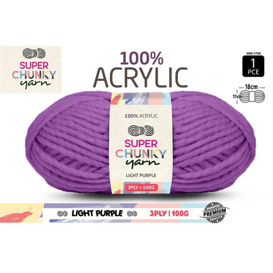 Super Chunky Knitting Yarn - Light Purple - 100g