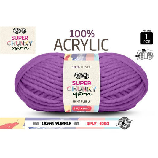 Super Chunky Knitting Yarn 100g Light Purple