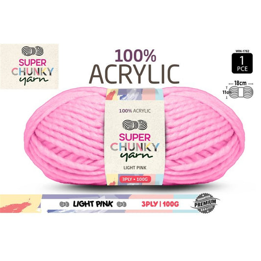Super Chunky Knitting Yarn - Light Pink - 100g