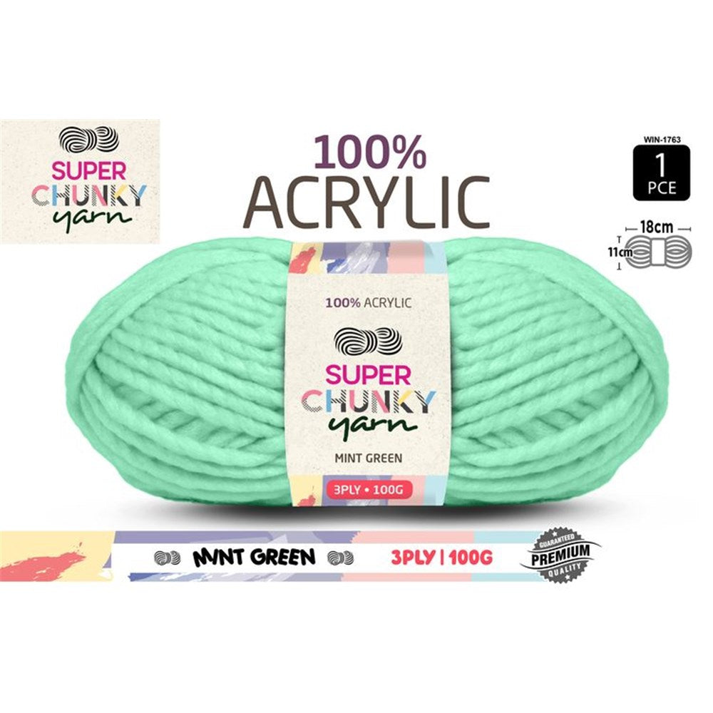 Super Chunky Knitting Yarn 100g Mint Green