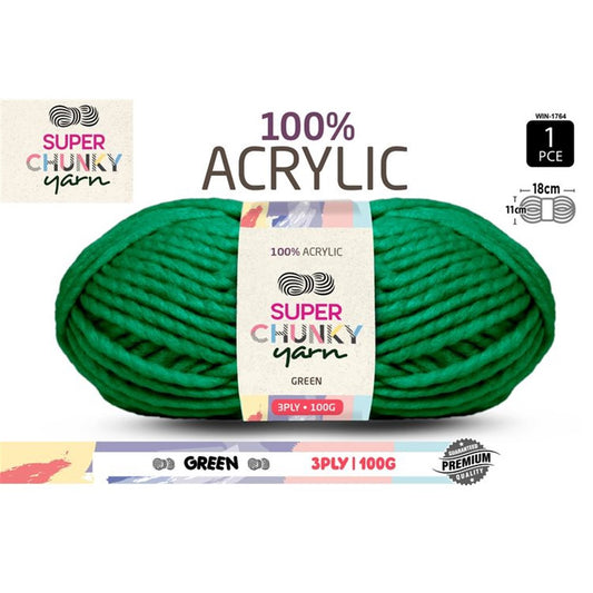 Super Chunky Knitting Yarn - Green - 100g