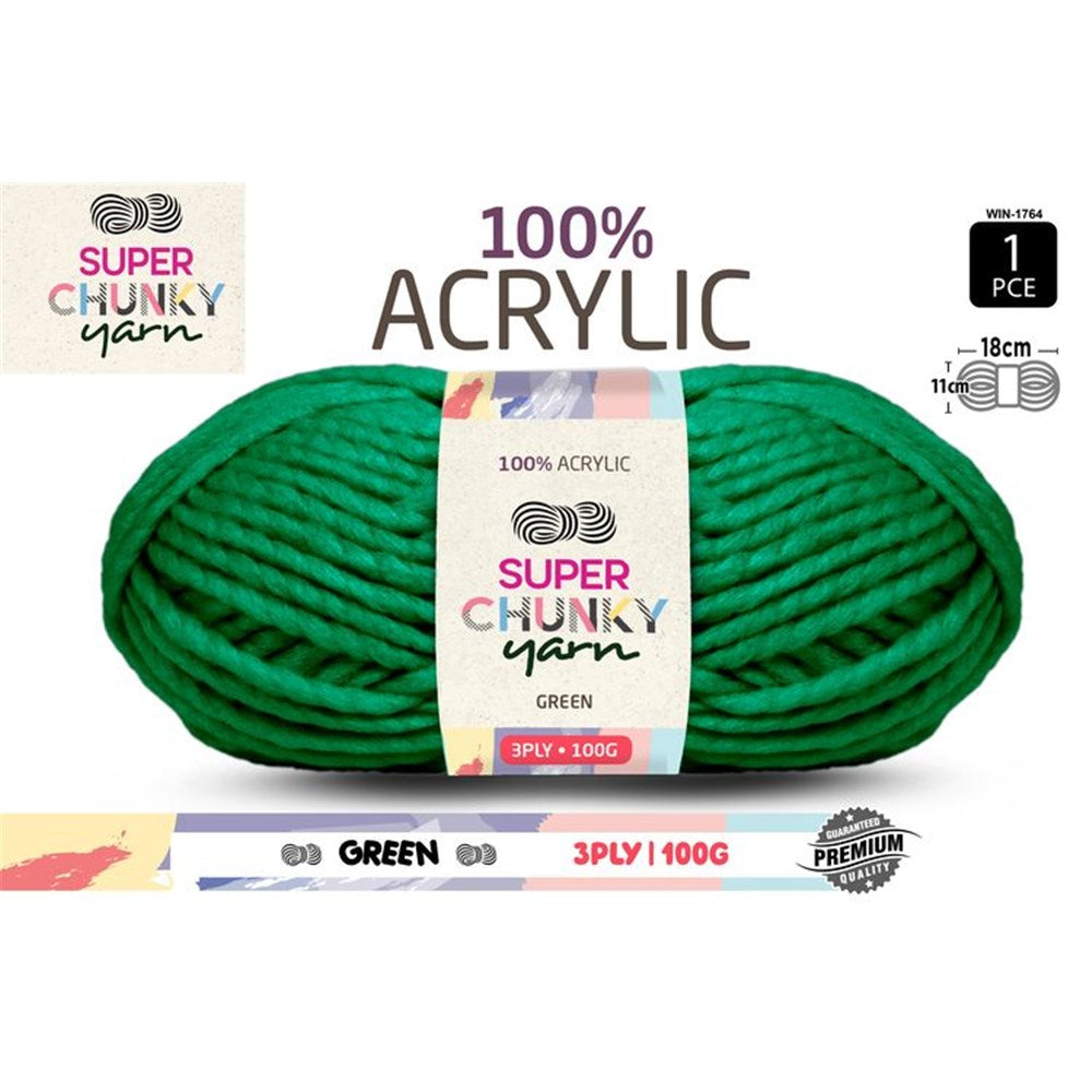 Super Chunky Knitting Yarn 100g Green