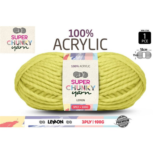 Super Chunky Knitting Yarn - Lemon - 100g