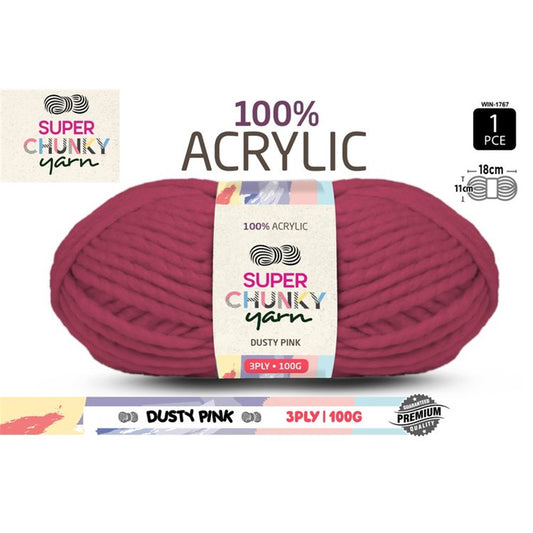 Super Chunky Knitting Yarn - Dusty Pink - 100g
