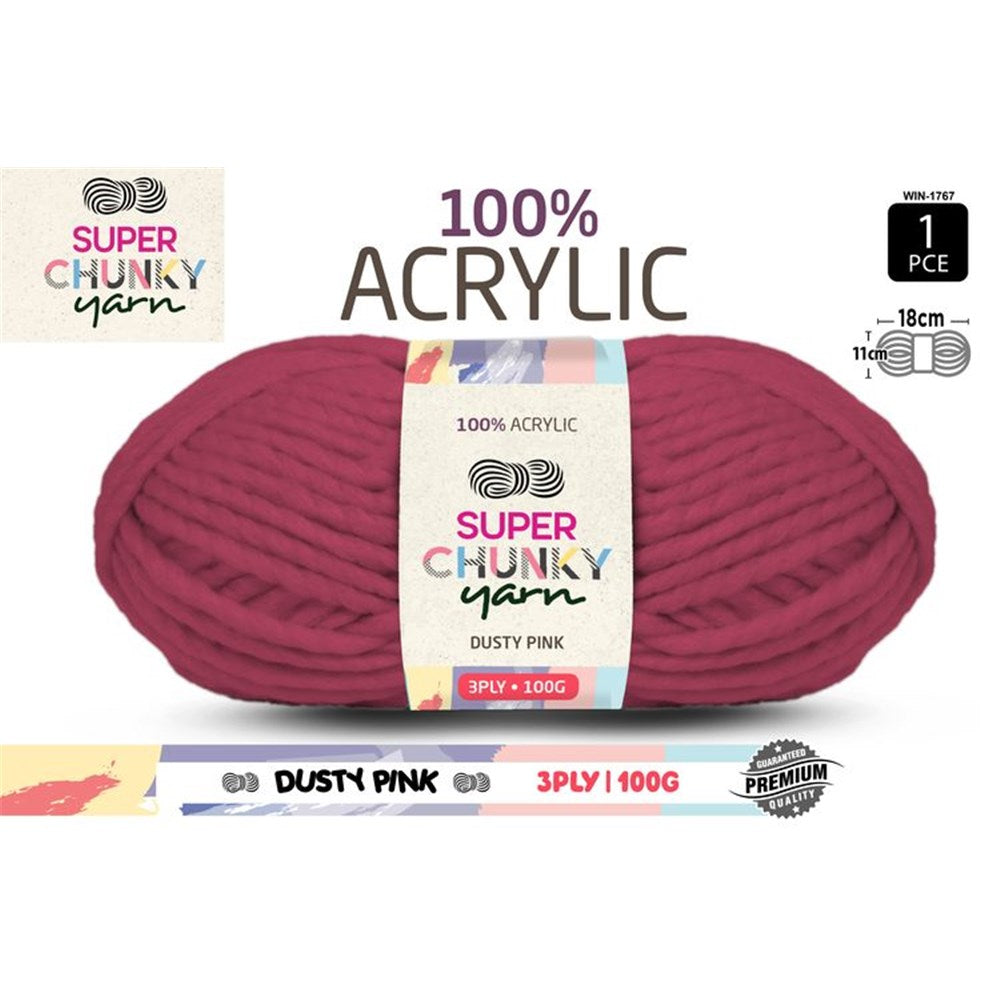 Super Chunky Knitting Yarn 100g Dusty Pink