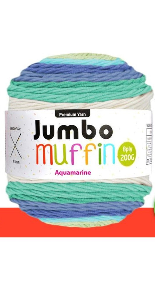 JUMBO MUFFIN YARN- AQUAMARINE 8PLY 200G