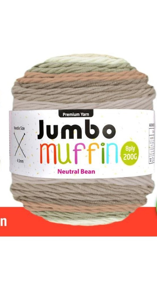 JUMBO MUFFIN YARN- NEUTRAL BEAN 8PLY 200G