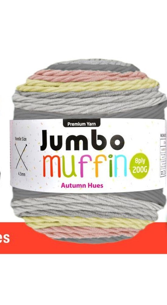 Jumbo Muffin Yarn 8ply 200g Autumn Hues