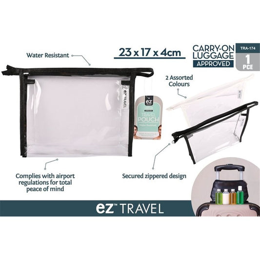 1PCE CARRY ON APPROVED CLEAR ZIP POUCH 22X17CMTR