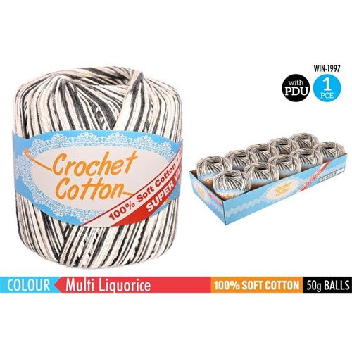 1pce Crochet Cotton-50g- Multi Liquorice