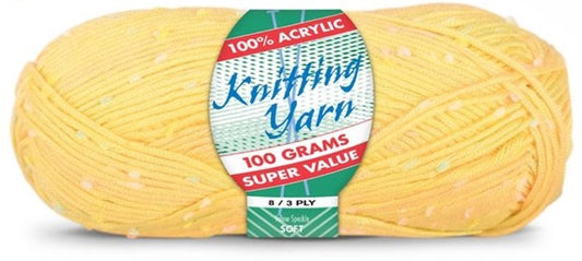 KNITTING YARN 8ply 100g YELOW SPECKLE