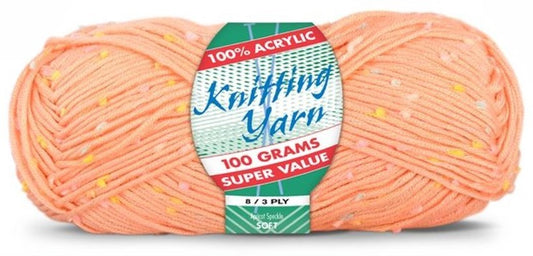 KNITTING YARN 8ply 100g APRICOT SPECKLE