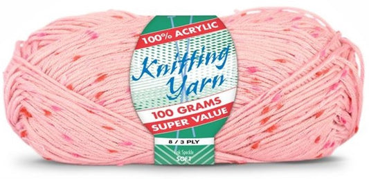 KNITTING YARN 8ply 100g PINK SPECKLE