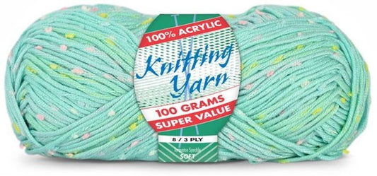 KNITTING YARN 8ply 100g TURQUOISE SPECKLE