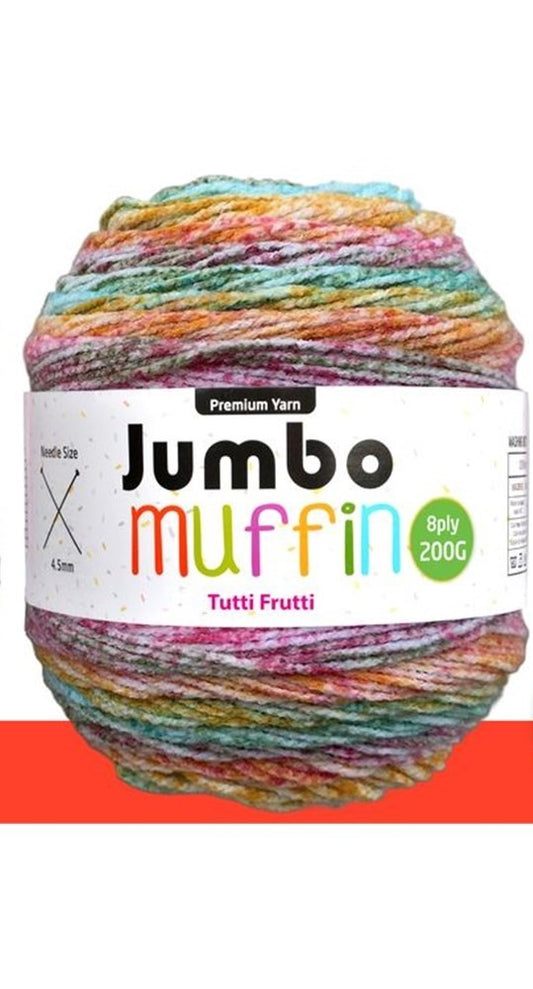 Jumbo Muffin Yarn 8ply 200g Tutti Frutti