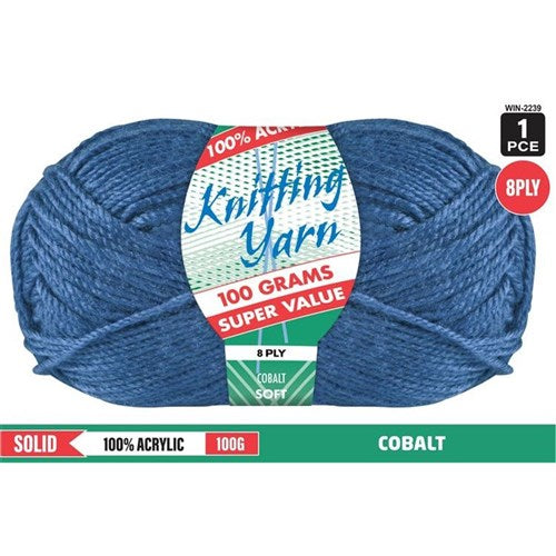 Knitting Yarn 8ply 100g Cobalt