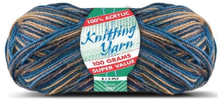 KNITTING YARN 8ply 100g COASTAL