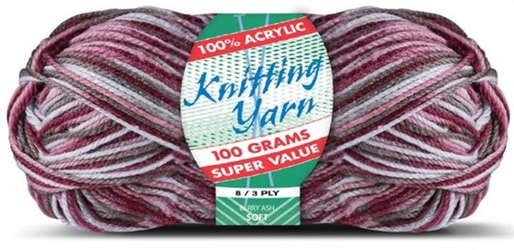 KNITTING YARN 8ply 100g BERRY ASH