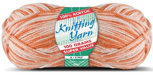 KNITTING YARN 8ply 100g CARAMEL CREAM