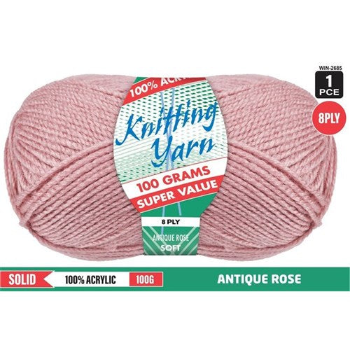 1pce Acrylic Yarn ANTIQUE ROSE 8ply 100G