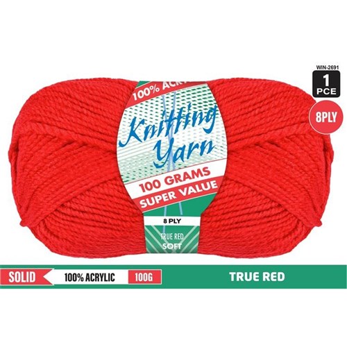 1pce Acrylic Yarn TRUE RED 8ply 100G