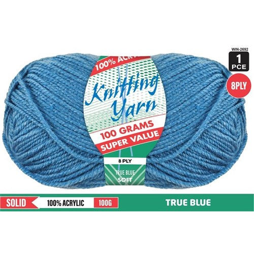 1pce Acrylic Yarn TRUE BLUE 8ply 100G