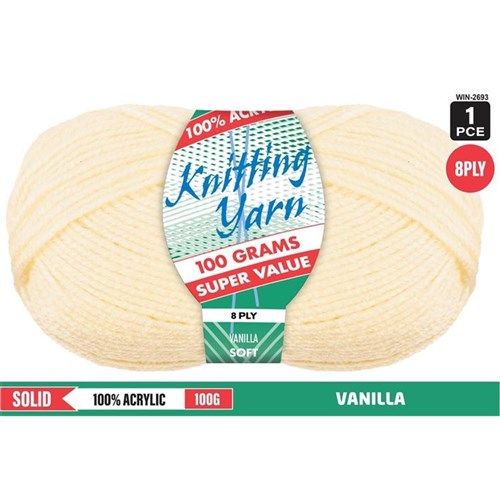 1pce Acrylic Yarn VANILLA 8ply 100G