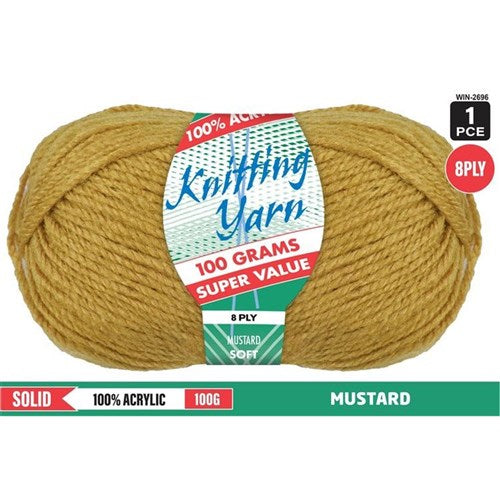 1pce Acrylic Yarn MUSTARD 8ply 100G