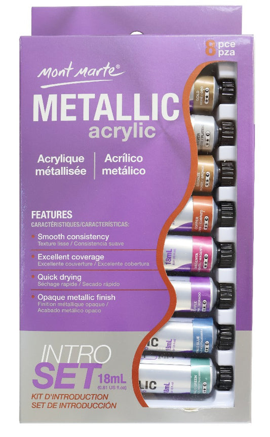 M.M. METALLIC ACRYLIC INTRO SET 8PCE X 18ML