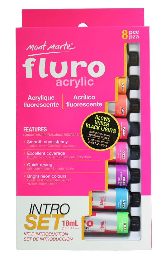 M.M. FLURO ACRYLIC INTRO SET 8PCE X 18ML